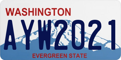 WA license plate AYW2021