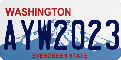 WA license plate AYW2023