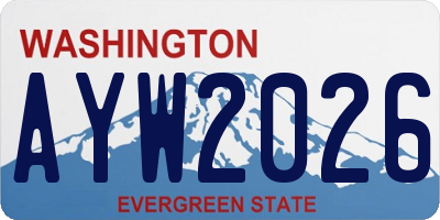 WA license plate AYW2026