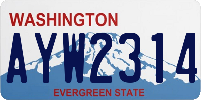 WA license plate AYW2314