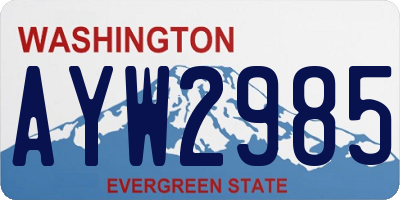 WA license plate AYW2985