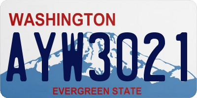 WA license plate AYW3021