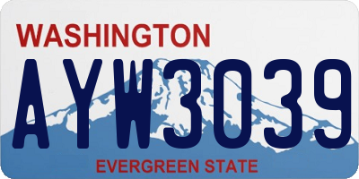 WA license plate AYW3039