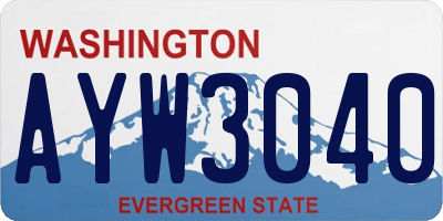 WA license plate AYW3040