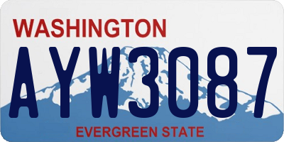 WA license plate AYW3087