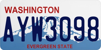 WA license plate AYW3098