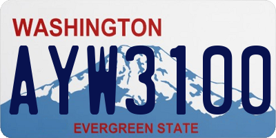 WA license plate AYW3100