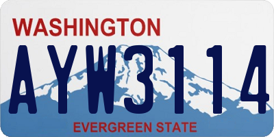 WA license plate AYW3114