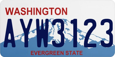 WA license plate AYW3123