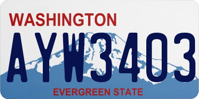 WA license plate AYW3403