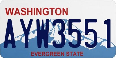 WA license plate AYW3551