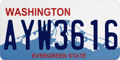 WA license plate AYW3616