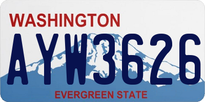 WA license plate AYW3626