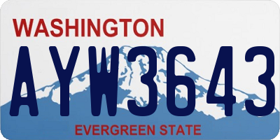 WA license plate AYW3643