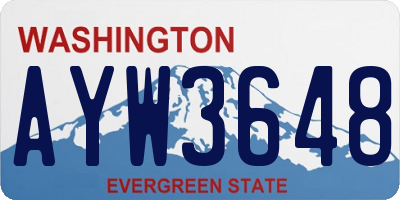 WA license plate AYW3648