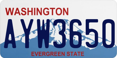WA license plate AYW3650