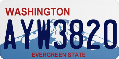 WA license plate AYW3820