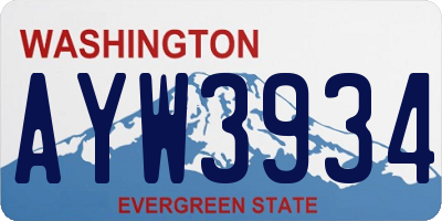 WA license plate AYW3934
