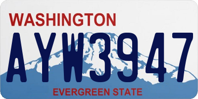 WA license plate AYW3947