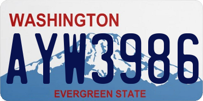 WA license plate AYW3986