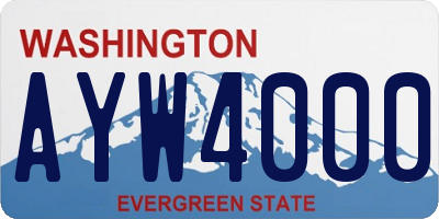 WA license plate AYW4000