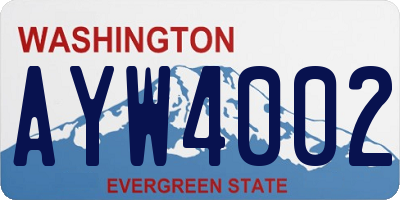 WA license plate AYW4002