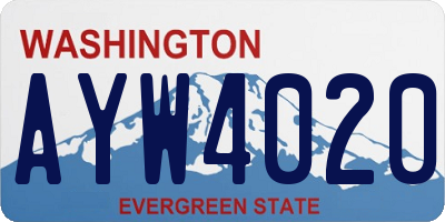 WA license plate AYW4020