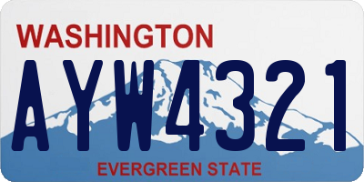 WA license plate AYW4321