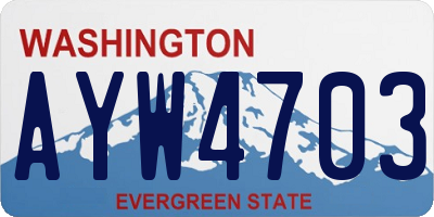 WA license plate AYW4703