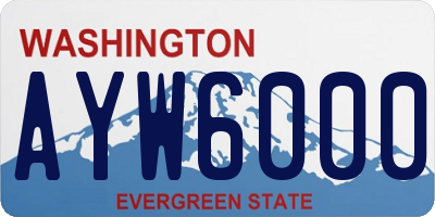 WA license plate AYW6000