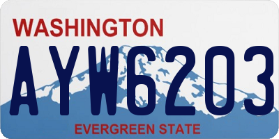 WA license plate AYW6203