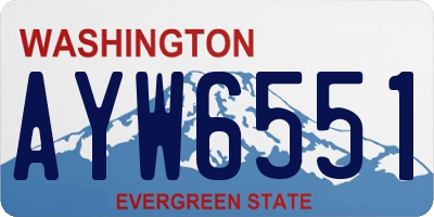 WA license plate AYW6551