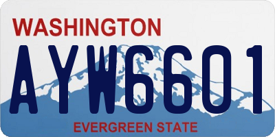 WA license plate AYW6601