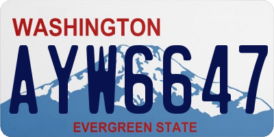 WA license plate AYW6647