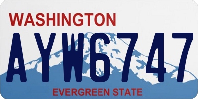 WA license plate AYW6747