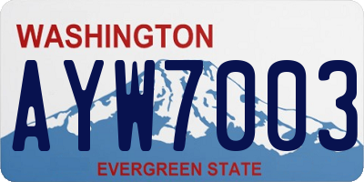 WA license plate AYW7003