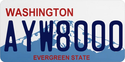 WA license plate AYW8000