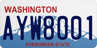 WA license plate AYW8001