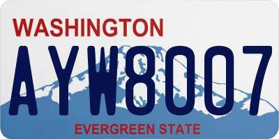 WA license plate AYW8007