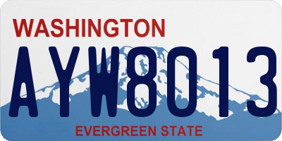 WA license plate AYW8013