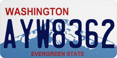 WA license plate AYW8362