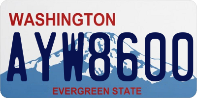 WA license plate AYW8600