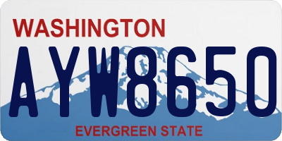 WA license plate AYW8650