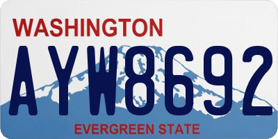 WA license plate AYW8692