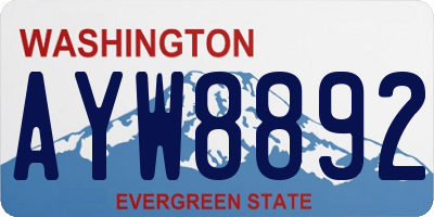 WA license plate AYW8892