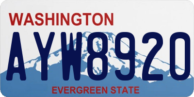 WA license plate AYW8920