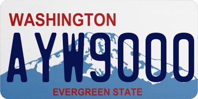 WA license plate AYW9000