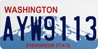 WA license plate AYW9113