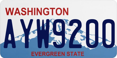 WA license plate AYW9200