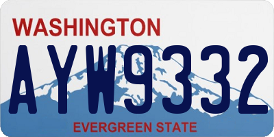 WA license plate AYW9332